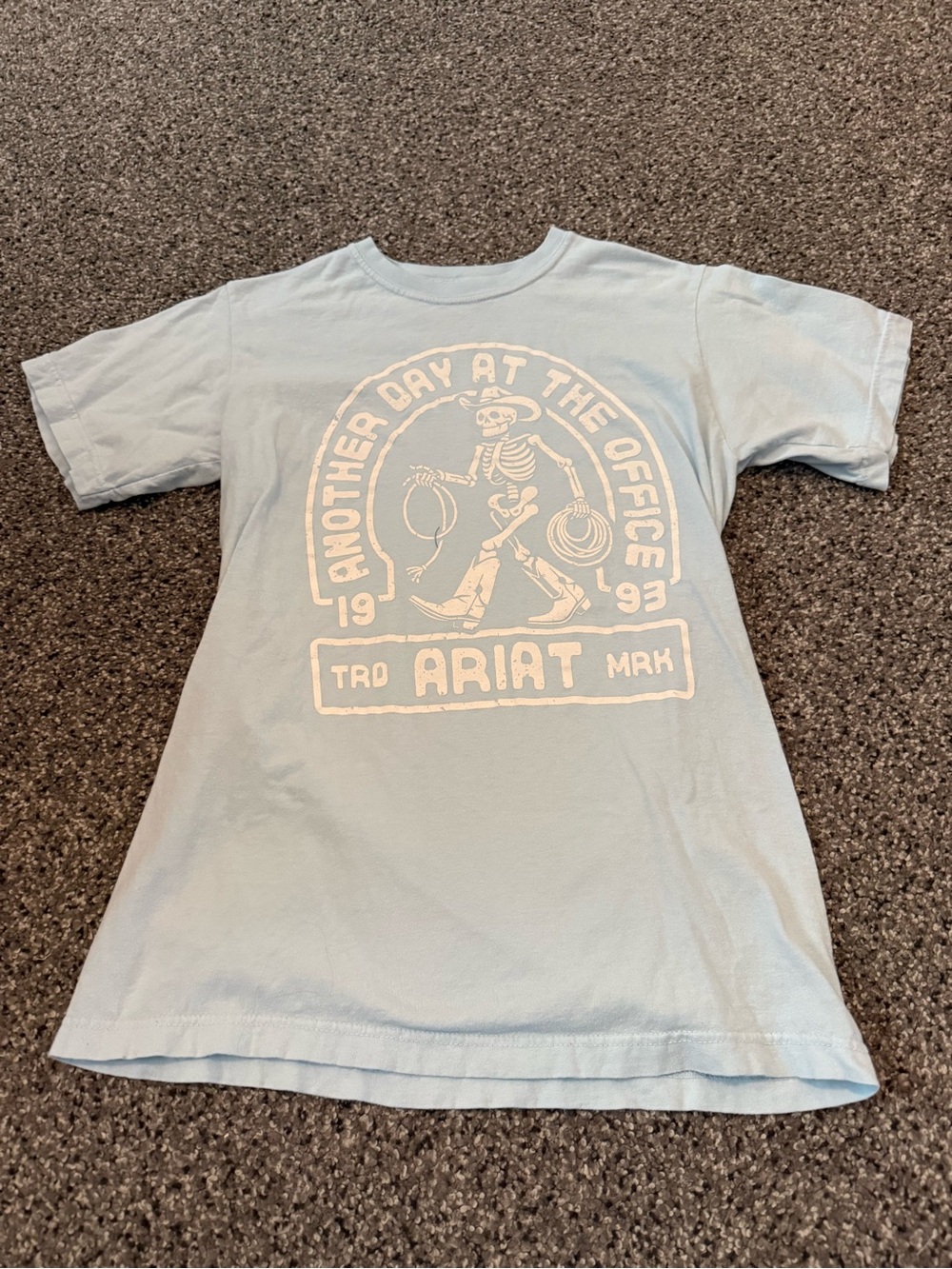 Ariat Light Blue Short Sleeve Graphic Tee with White Print